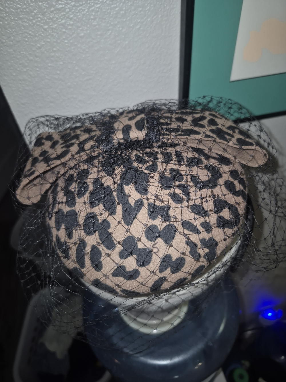 Scala Leopard-Print Pillbox Headband with Black Veil - Picture 2 of 4
